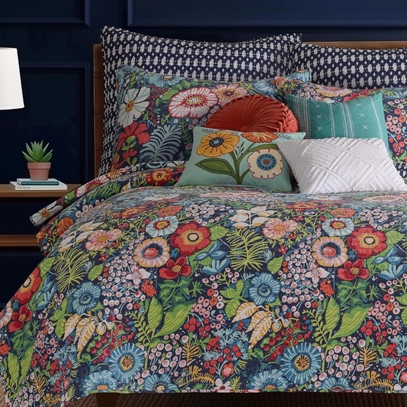 🆕 PB Style Bohemian Moody KING Quilt Bedding Set Shams Pillow Reversible Cotton